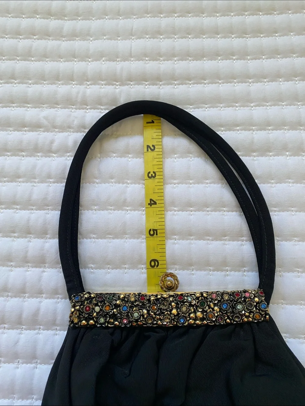 Vintage Elegant Black Evening Handbag with Jeweled Frame Guild Creations